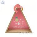 Etagère murale triangulaire en bois avec cadre Flamingo